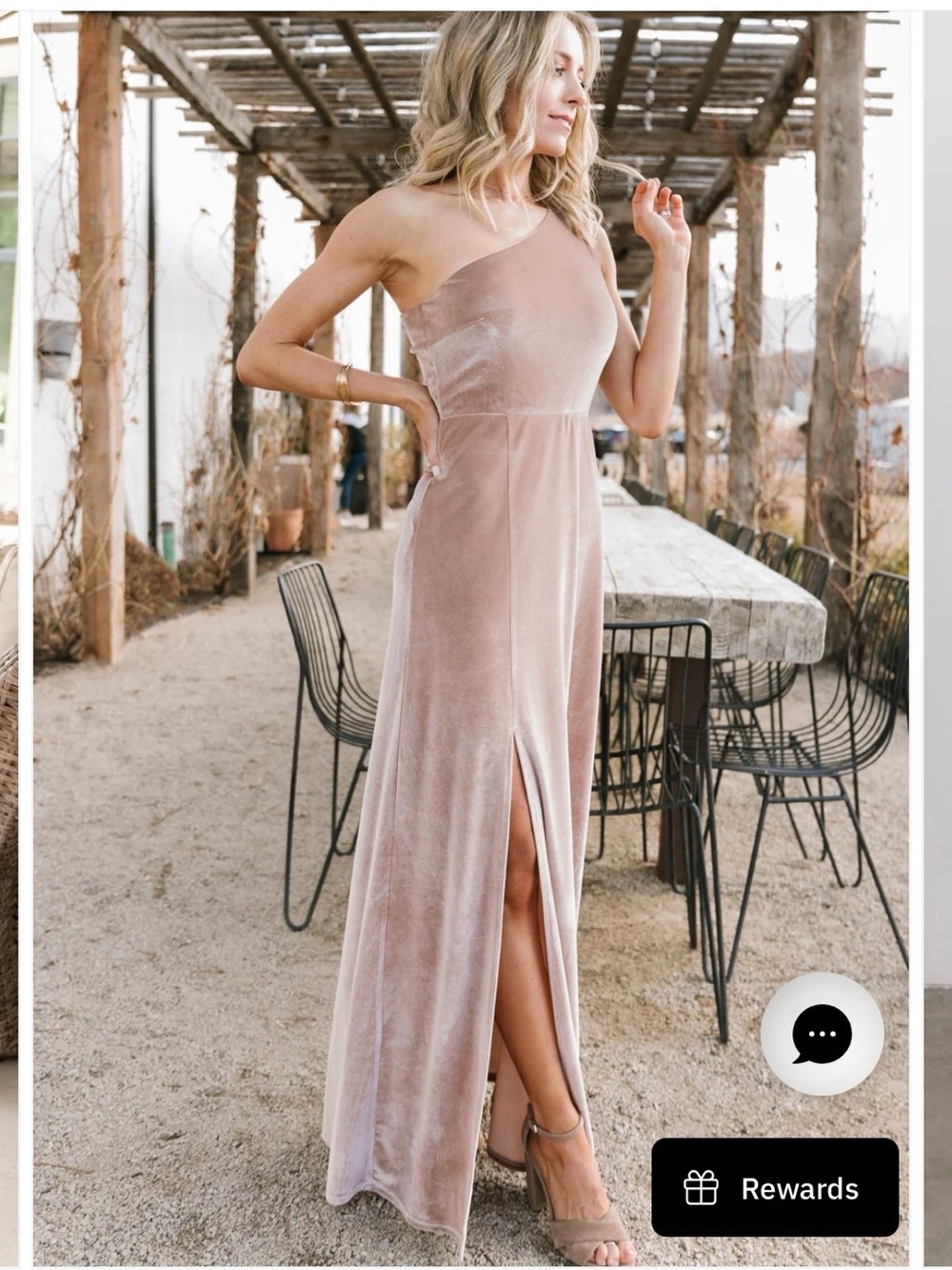 TATIANA VELVET ONE SHOULDER MAXI DRESS | CHAMPAGNE